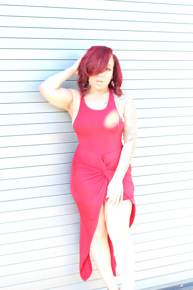Knotted Slit Dress  Amour Fashiontique