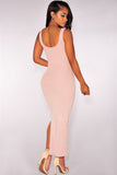 Rose Nude Slit Thigh Maxi