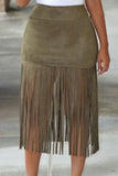 Faux Suede Fringe Skirt