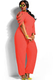 Asymmetric Sleeves High Waist Jumpsuit