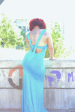 Turquoise Cage Back Sleeveless Maxi